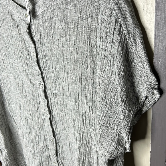 TAHARI 100% Linen Gray Gauzy Button Down Top Size Medium - Picture 7 of 16